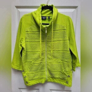 Onque Casual Full Zip Womens 3/4 Sleeve  Jacket Size Medium